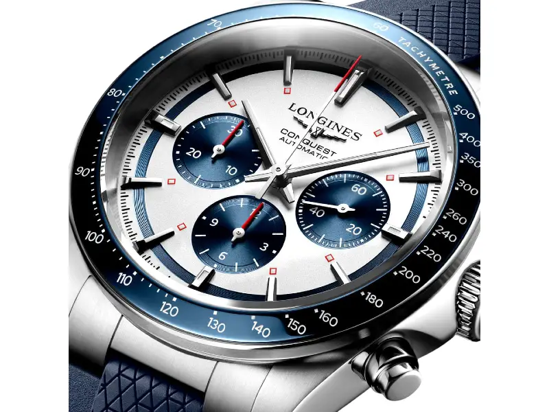 OROLOGIO UOMO AUTOMATICO ACCIAIO/CAUCCIU' CRONOGRAFO CONQUEST LONGINES L3.835.4.98.9